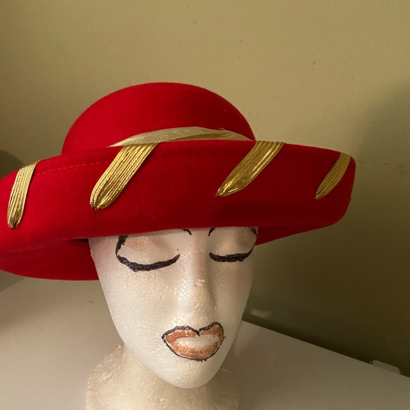 Really Cute Cherry Red Wool Church Dress Hat